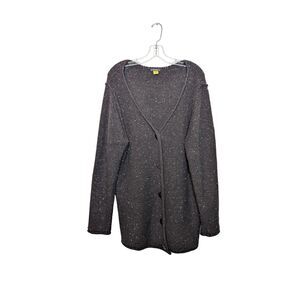 Cabela's Womens Brown Speckled Cardigan Sz XL Rolled Collar Cuff Hem Cozy Casual